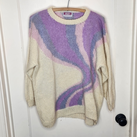 Vintage Woolly wear Sweater with Purple and Pink Swirl - Picture 1 of 6